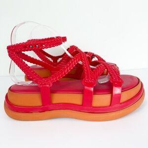 Melissa Buzios Red Platform Braided Sandals Size 9